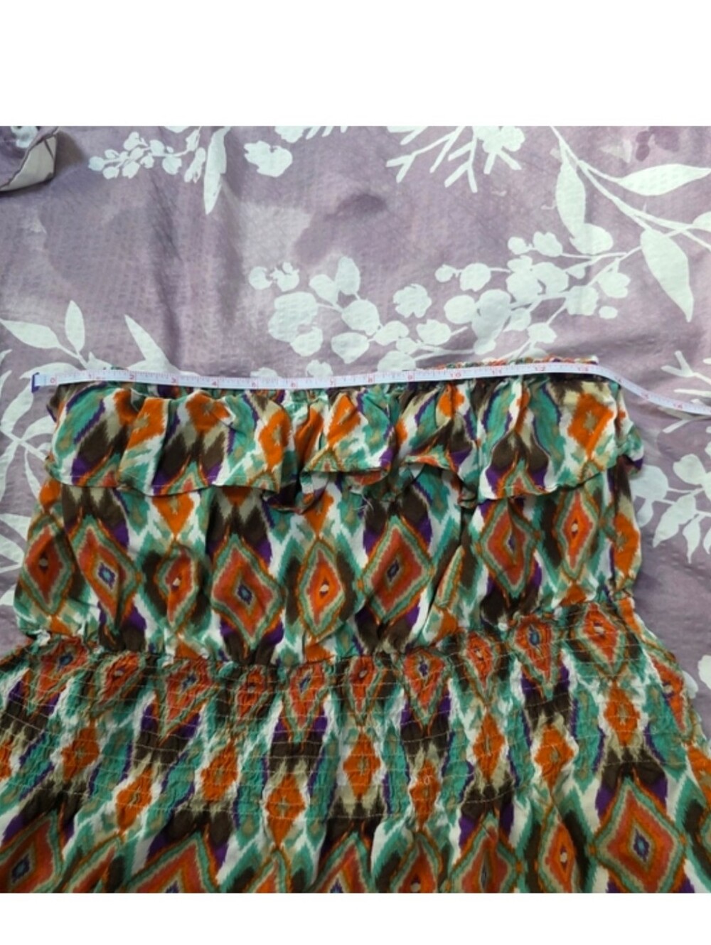 Maxi Dress Ikat Strapless Geometric Print Women's Plus Size 1X Caren Sport - Picture 10 of 16